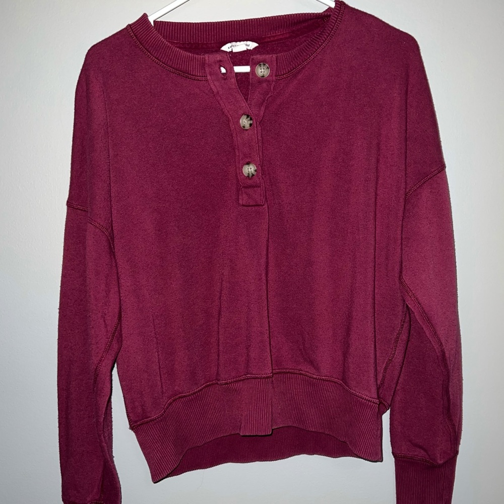 American Eagle Outfitters Henley Button V-neck Pullover Sweatshirt Medium